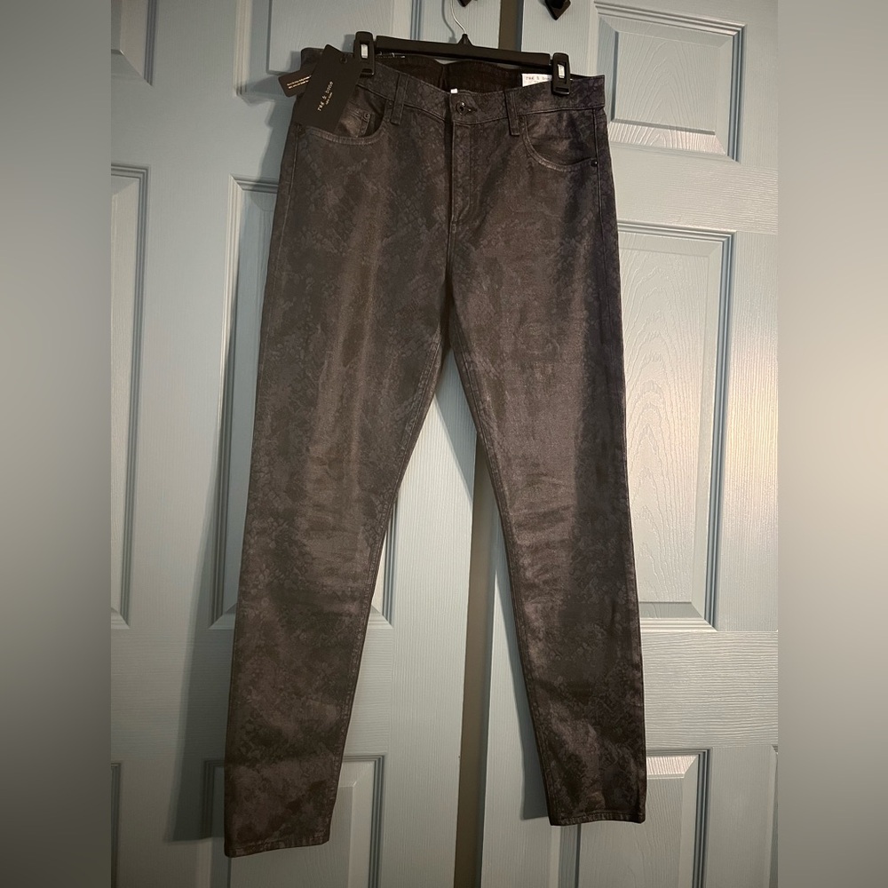 rag & bone New York Cate Mid Rise Skinny Snake Foil.